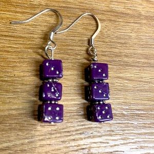 4/$20 Triple Purple Mini Dice Earrings